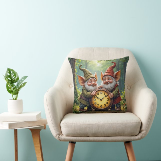 Forest Gnomes With Old Clock Cushion (Chair)