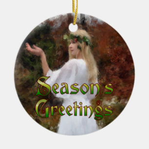 Forest Goddess - Season's Greetings Ceramic Ornament