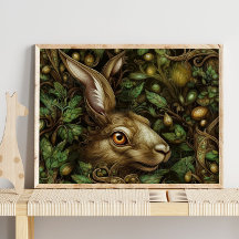 Forest Gold Bunny Animal | Gold Bunny Wall Print
