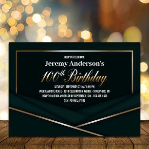 Forest Green 100th Birthday Party Invitation