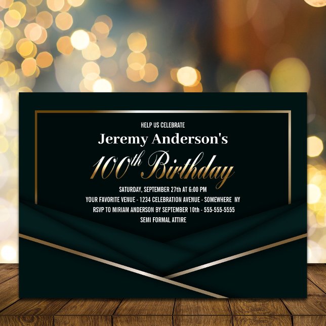 Forest Green 100th Birthday Party Invitation (Creator Uploaded)