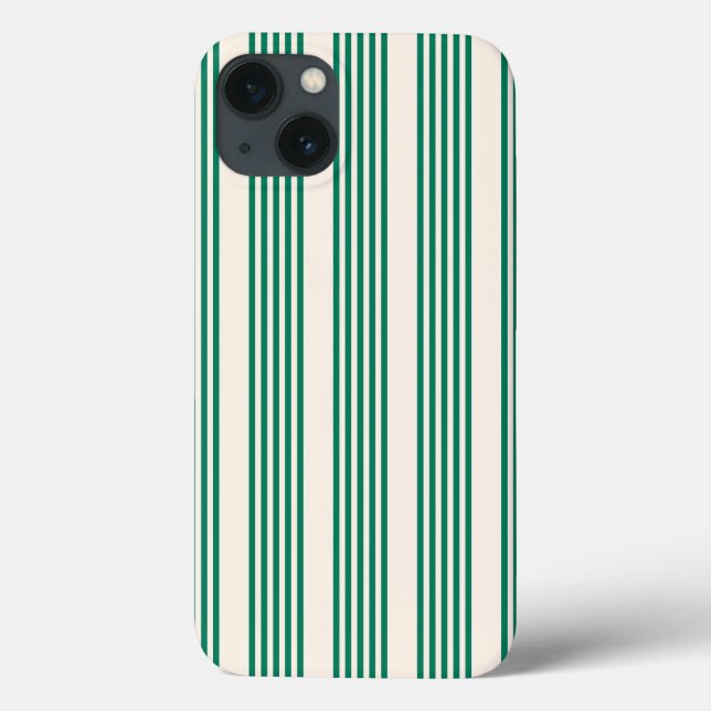Forest green and beige five stripes pattern Case-Mate iPhone case (Back)
