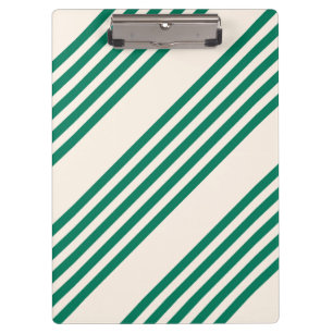 Forest green and beige five stripes pattern clipboard
