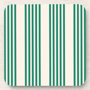 Forest green and beige five stripes pattern coaster