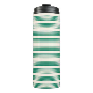 Forest green and beige five stripes pattern thermal tumbler