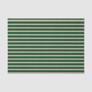 Forest Green and Beige Stripes Tissue Paper