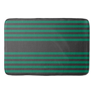 Forest green and charcoal fives stripe pattern bath mat