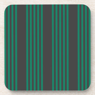 Forest green and charcoal fives stripe pattern coaster