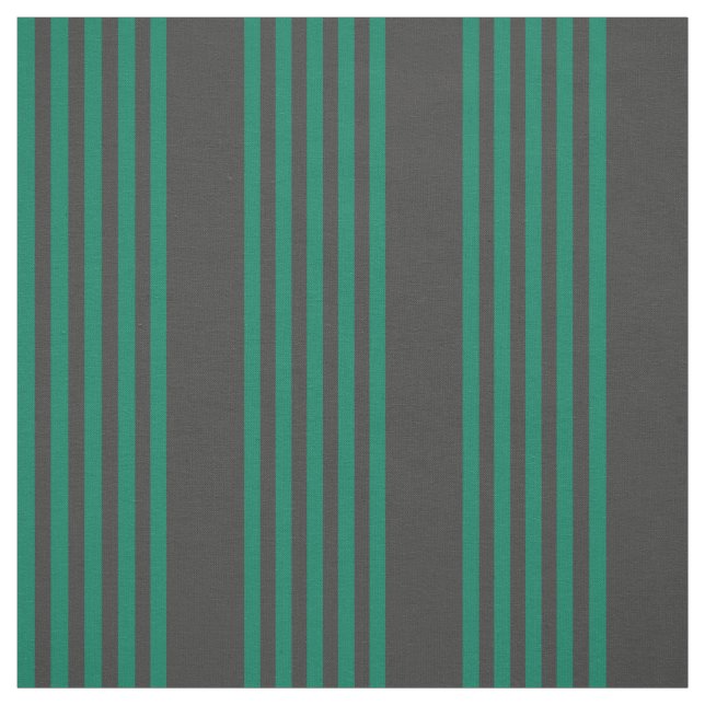 Forest green and charcoal fives stripe pattern fabric (Swatch)