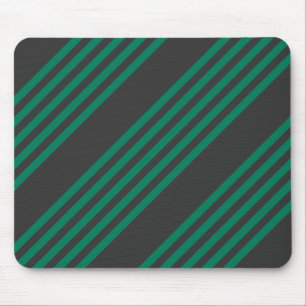 Forest green and charcoal fives stripe pattern mouse pad
