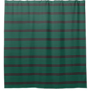 Forest green and charcoal fives stripe pattern shower curtain
