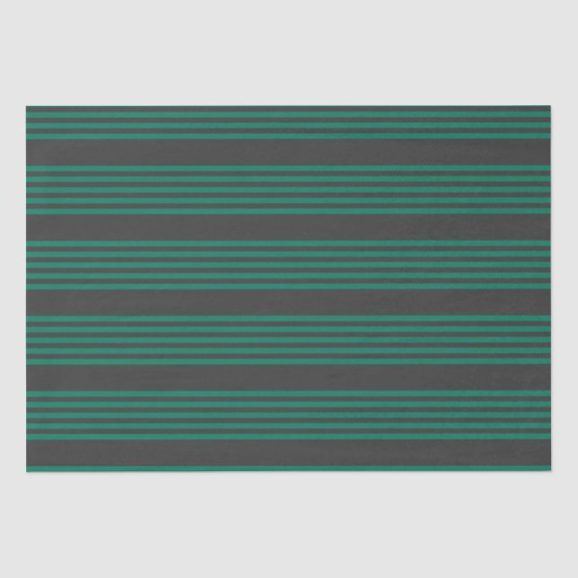 Forest green and charcoal fives stripe pattern tissue paper (Front)