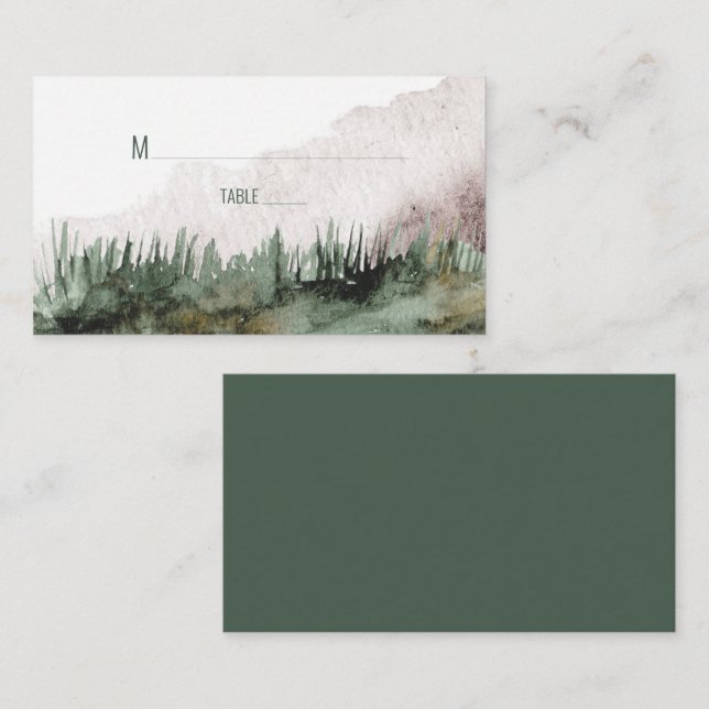 Forest Green and Copper Nature Themed Place Card (Front/Back)