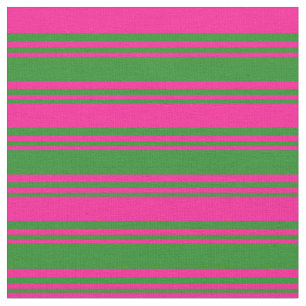 Forest Green and Deep Pink Stripes/Lines Pattern Fabric
