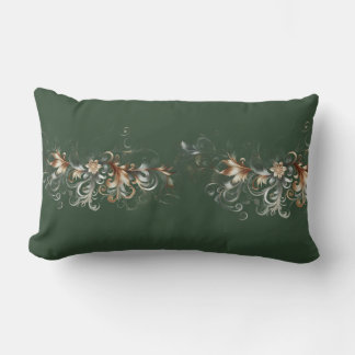 Forest Green and Elegant Gold Lumbar Cushion