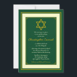 Forest Green and Gold Bar Mitzvah Invitation<br><div class="desc">The text on this green and gold bar mitzvah invitation is customisable. To change it, you can use the personalise option. For more extensive text changes, such as changes to the font, font colour, or text layout, use the customise option. The Star of David symbol is easily removed as well...</div>