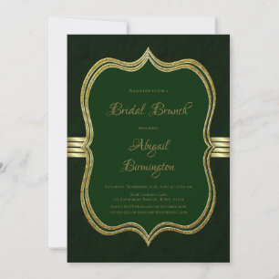 Forest Green and Gold Bridal Brunch Invitation