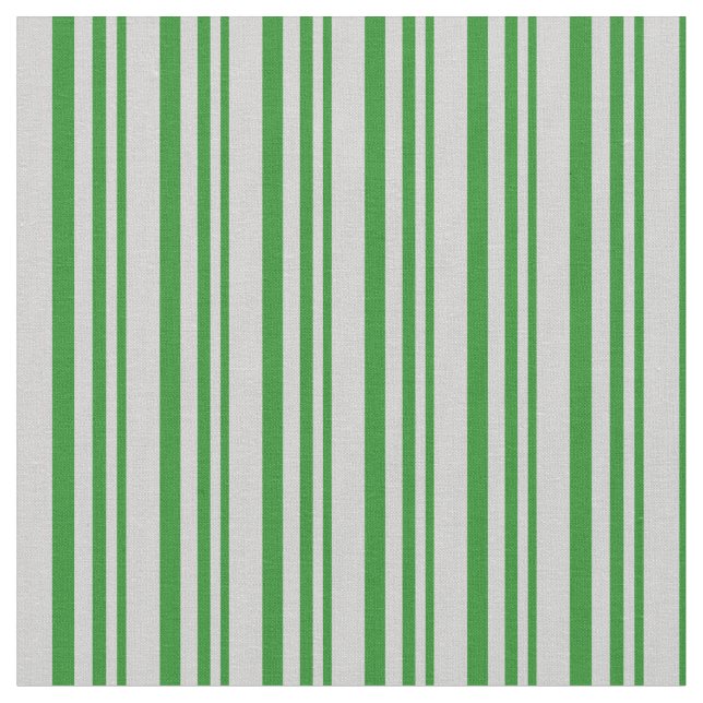 Forest Green and Light Grey Striped Pattern Fabric (Close Up)