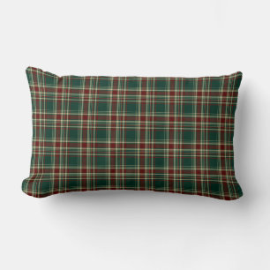 Forest Green and Maroon Christmas Plaid Pattern Lumbar Cushion