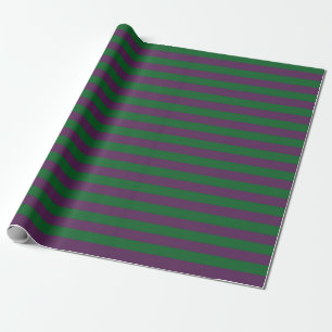 Forest Green and Purple Stripes Wrapping Paper