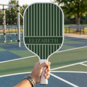 Forest Green and Sage Pinstripe Custom Name Pickleball Paddle