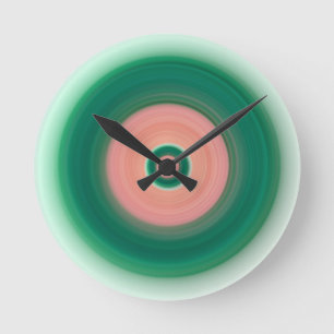 Forest Green and Salmon Pink Round Clock