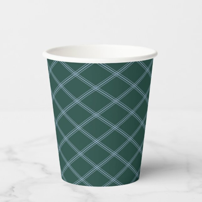 Forest Green and Slate Blue Art Deco Elegance Paper Cups (Front)