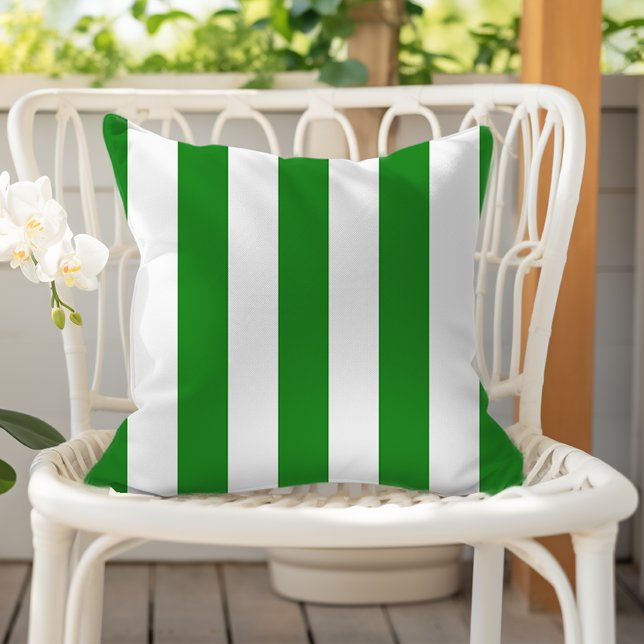 Forest Green and White Awning Stripes Cushion (Creator Uploaded)