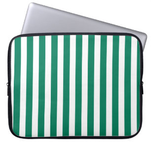 Forest green and white candy stripes laptop sleeve