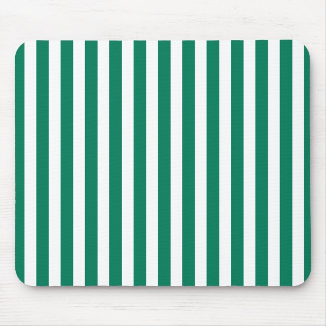 Forest green and white candy stripes mouse pad (Front)