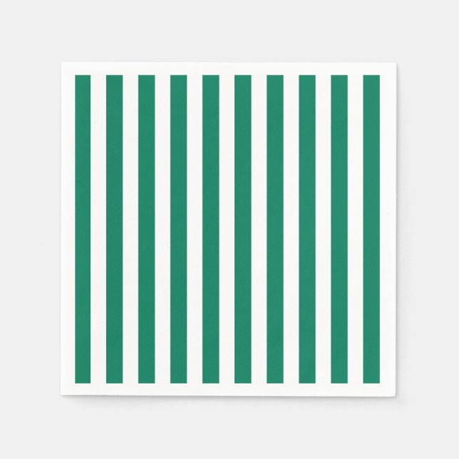 Forest green and white candy stripes napkin (Front)