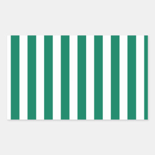 Forest green and white candy stripes rectangular sticker
