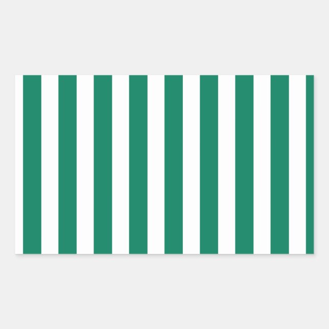 Forest green and white candy stripes rectangular sticker (Front)