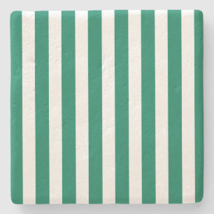 Forest green and white candy stripes stone coaster