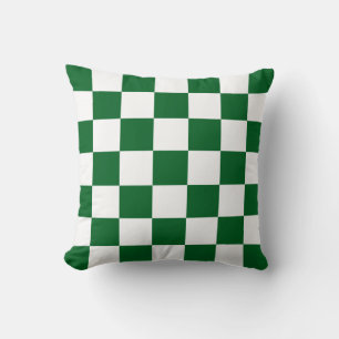 Forest Green and White Checkered Cushion