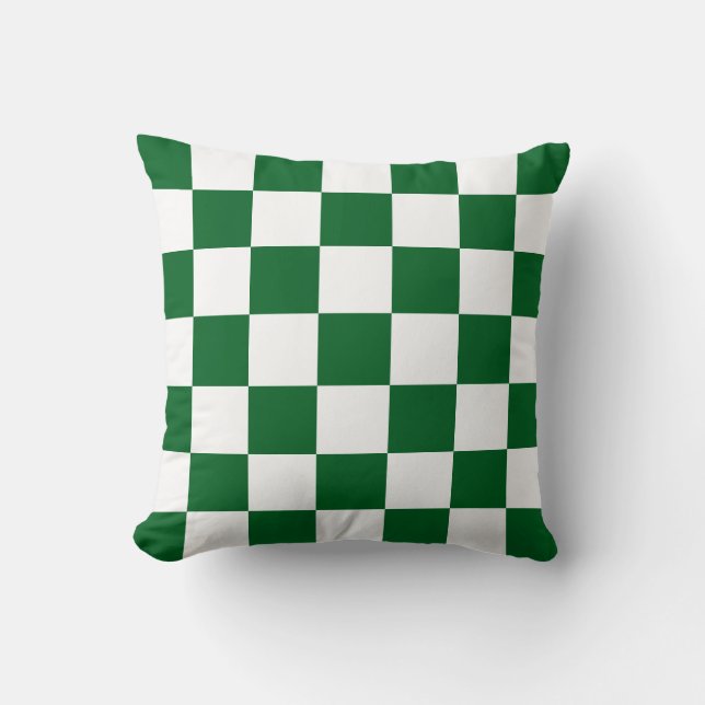 Forest Green and White Chequered Cushion (Front)