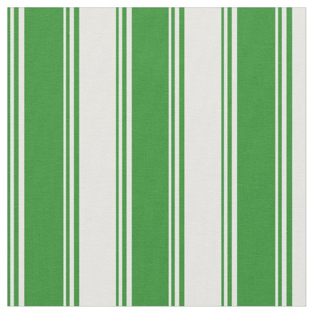 Forest Green and White Coloured Lines Pattern Fabric (Close Up)