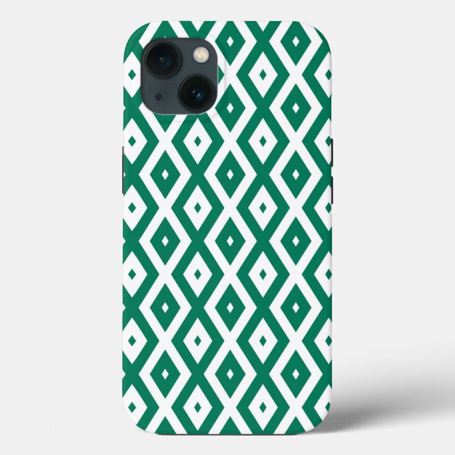 Forest green and white diamond pattern Case-Mate i iPhone Case (Back)