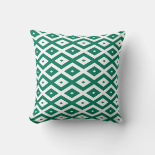 Forest green and white diamond pattern cushion