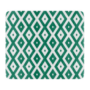 Forest green and white diamond pattern cutting board