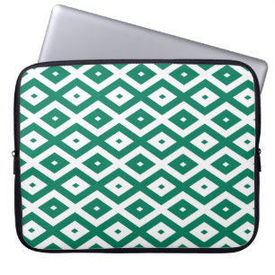 Forest green and white diamond pattern laptop sleeve
