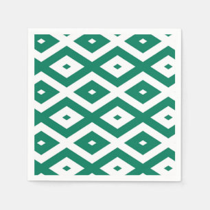 Forest green and white diamond pattern napkin
