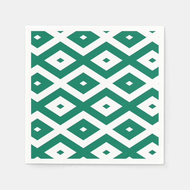 Forest green and white diamond pattern napkin (Front)