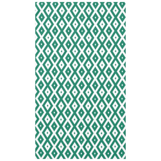 Forest green and white diamond pattern tablecloth (Front)