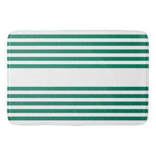 Forest green and white five stripe pattern bath mat