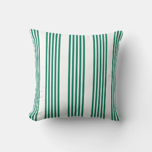 Forest green and white five stripe pattern cushion