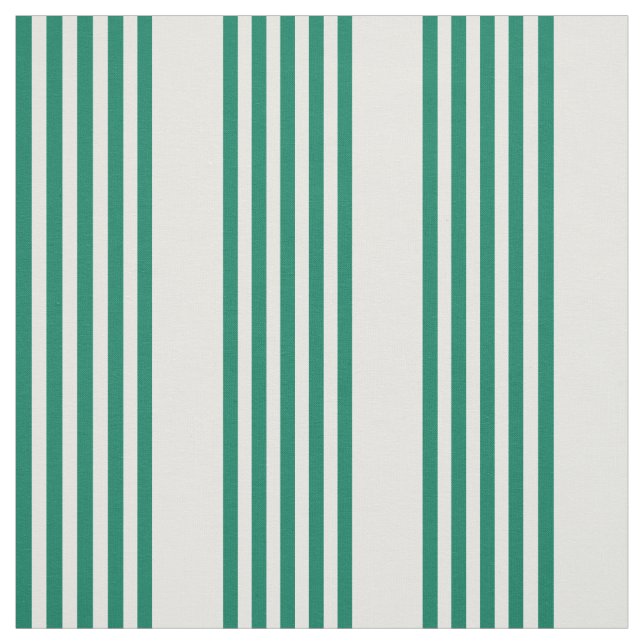 Forest green and white five stripe pattern fabric (Swatch)
