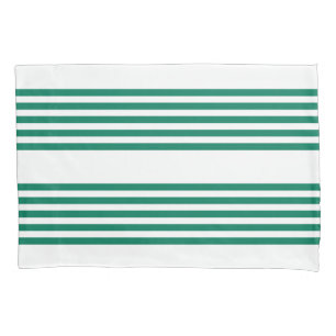 Forest green and white five stripe pattern pillowcase