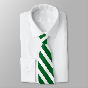 Forest Green and White Geometric Stripes Tie