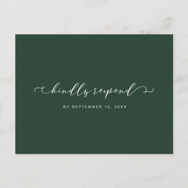 Forest Green and White Rsvp with Meal Choice Invitation Postcard (Front)